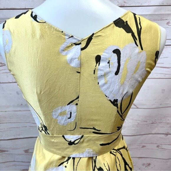 Moschino Painted Floral Silk Faux Wrap Surplice Dress - Picture 5 of 10